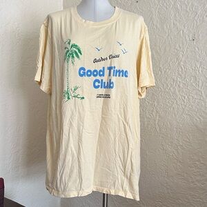 Outdoor Voices Good Time Club Yellow Palm Tree T-Shirt 2XL